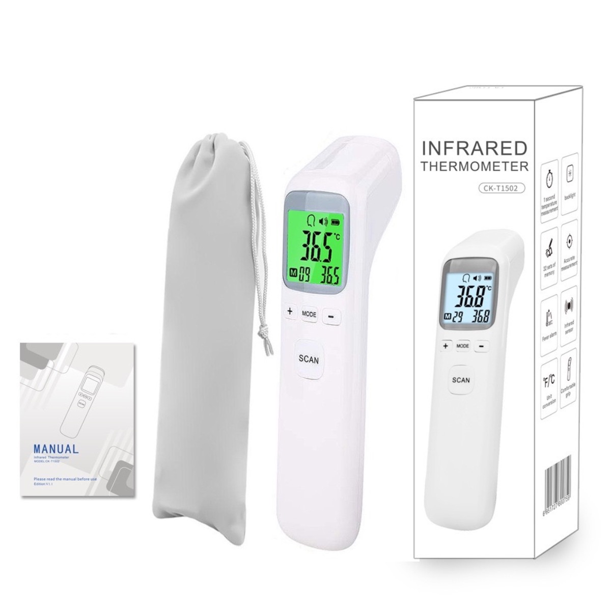 Digital Thermometer Infrared - Thermometer for Adults and Kids, No-Touch